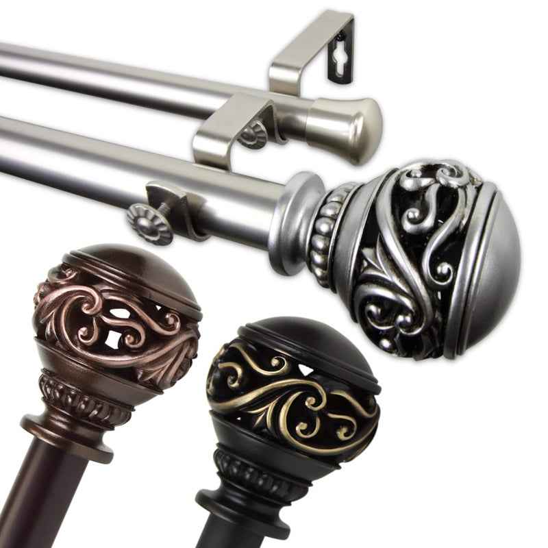 Rod Desyne 100-26-669-D 1" Isabella Double Curtain Rod, 66-120", Bronze - Image 4